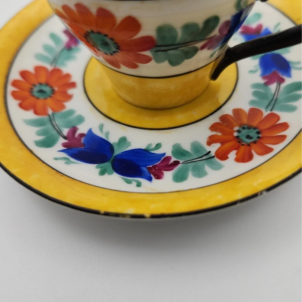 Vintage Phoenix China Czech Demitasse Cup Saucer & Handpainted Moravian Art
